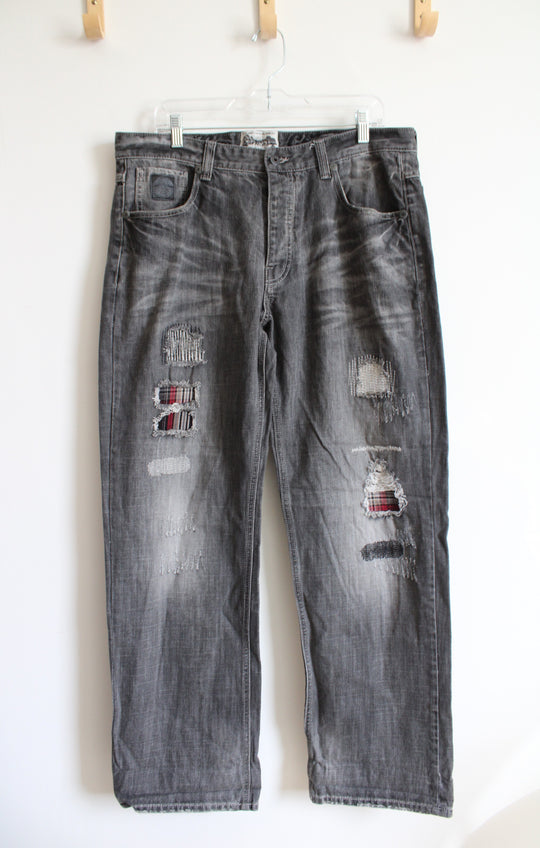 Parish Nation Distressed Patchwork Gray Jeans | 36