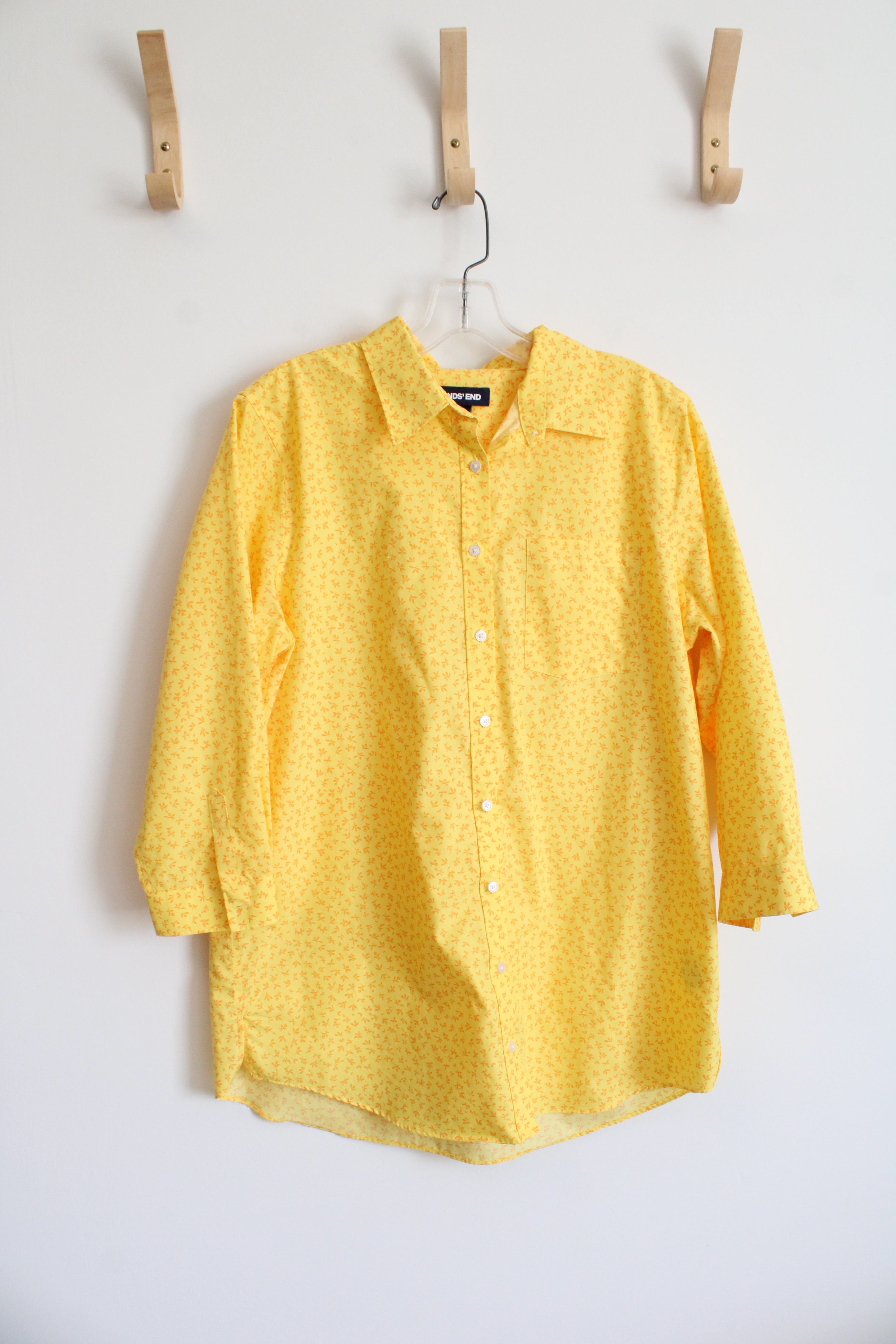 Lands' End Yellow Patterned Button Down Shirt | 12