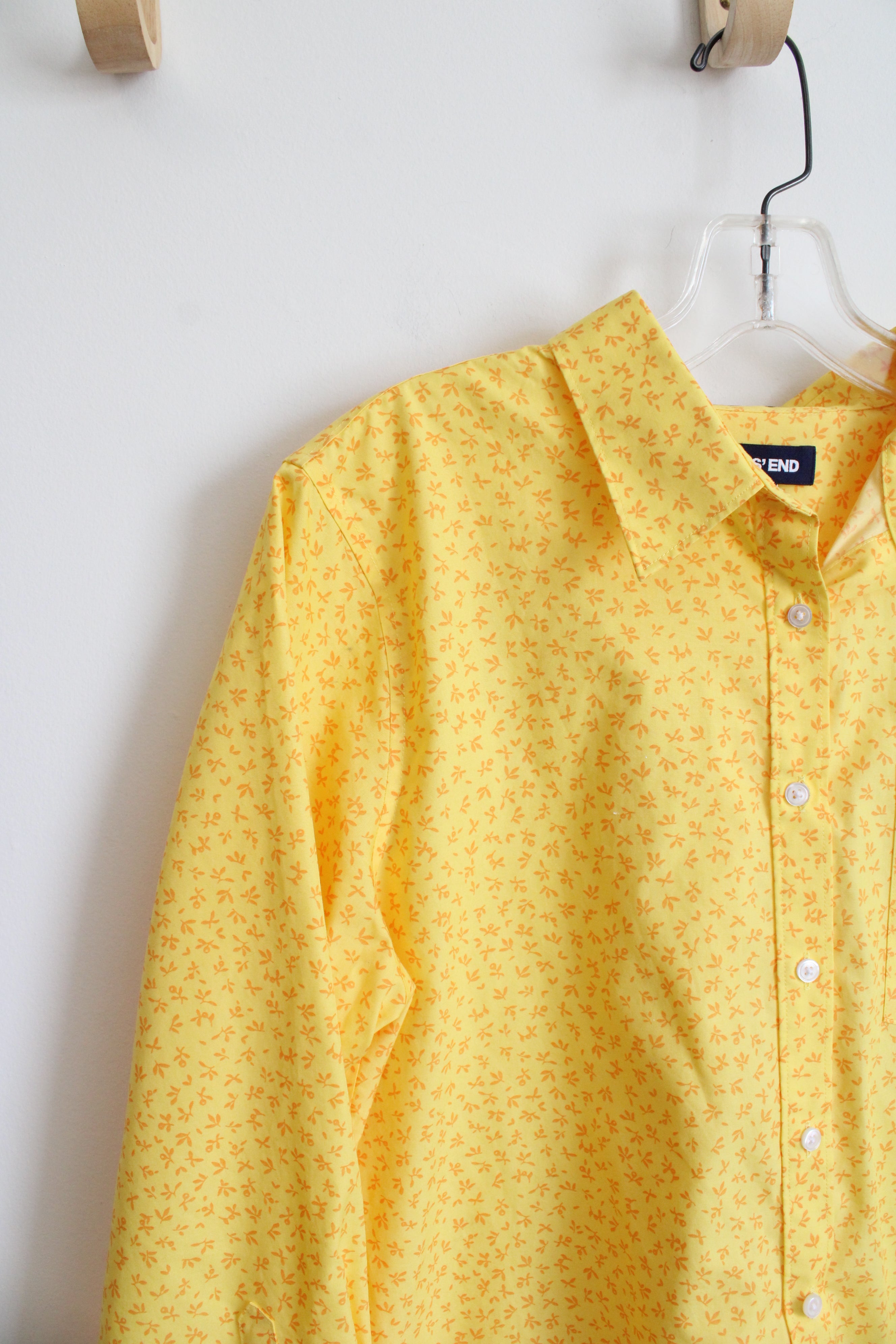 Lands' End Yellow Patterned Button Down Shirt | 12
