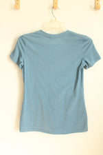 Garneau Light Blue V-neck "Find your Road" T-shirt | M