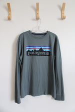 Patagonia Dusty Blue Logo Long Sleeved Shirt | Youth XL (14)