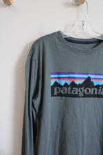 Patagonia Dusty Blue Logo Long Sleeved Shirt | Youth XL (14)