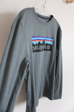 Patagonia Dusty Blue Logo Long Sleeved Shirt | Youth XL (14)