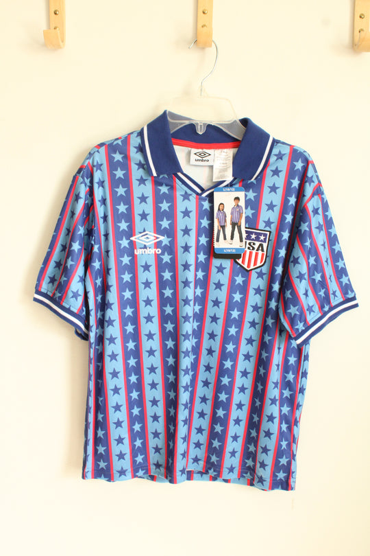 New Umbro Blue and Red USA Athletic Polo Shirt | 10/12