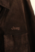 Jeep Brown Genuine Suede Leather LS Button-down Shirt | XL