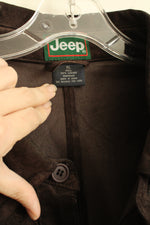 Jeep Brown Genuine Suede Leather LS Button-down Shirt | XL
