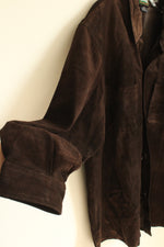 Jeep Brown Genuine Suede Leather LS Button-down Shirt | XL