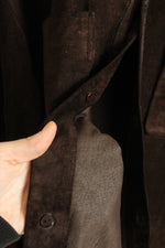 Jeep Brown Genuine Suede Leather LS Button-down Shirt | XL