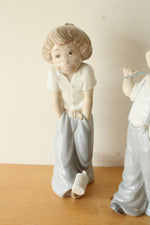 Zaphir Boy Kicking Can & Boy Runaway Bindle Tramp Porcelain Figurines