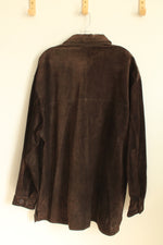 Jeep Brown Genuine Suede Leather LS Button-down Shirt | XL