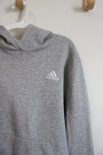 Adidas Regular Fit Fleece Lined Gray Hoodie | Youth L (14/16)
