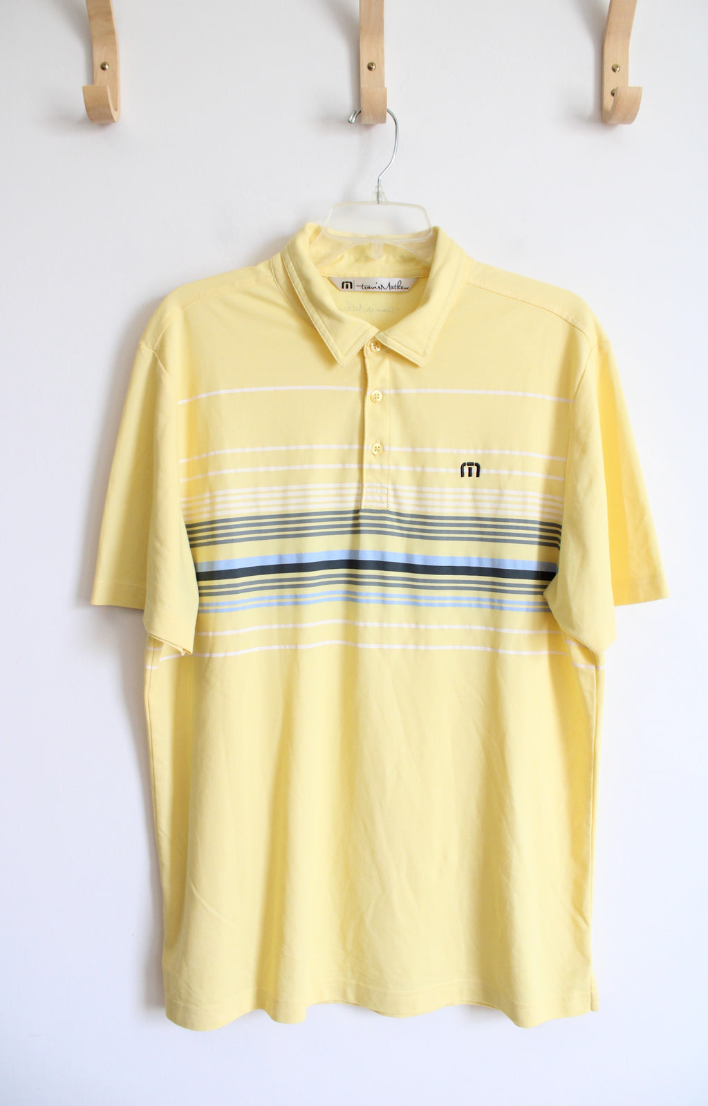 Travis Matthew Yellow Striped Polo Shirt | L