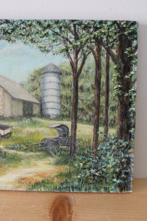 Susan Wimer Stone Barn Farm Canvas Painting | 16X12"