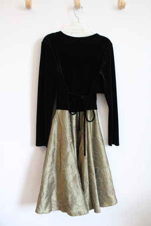 Ally B. Black Velvet & Green Dress & Shrug
