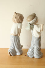 Zaphir Boy Kicking Can & Boy Runaway Bindle Tramp Porcelain Figurines