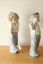 Zaphir Boy Kicking Can & Boy Runaway Bindle Tramp Porcelain Figurines