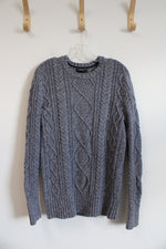 Banana Republic Blue & White Cable Knit Wool Blend Sweater | L