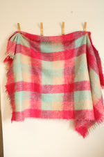 Glen Cree All Mohair Made In Scotland Plaid Accent Blanket