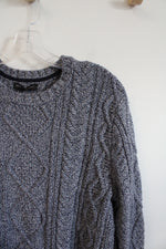 Banana Republic Blue & White Cable Knit Wool Blend Sweater | L
