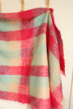 Glen Cree All Mohair Made In Scotland Plaid Accent Blanket