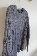Banana Republic Blue & White Cable Knit Wool Blend Sweater | L