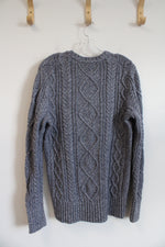 Banana Republic Blue & White Cable Knit Wool Blend Sweater | L