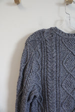 Banana Republic Blue & White Cable Knit Wool Blend Sweater | L