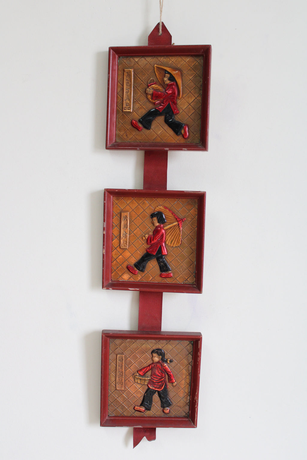 Vintage Copper Asian Style  Wall Panel Art Decals