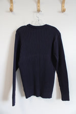 NEW Wrangler Pre-Washed Navy Ribbed Sweater | S
