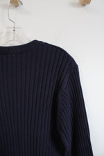 NEW Wrangler Pre-Washed Navy Ribbed Sweater | S