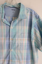 Izod Blue Plaid Button Down Shirt | L