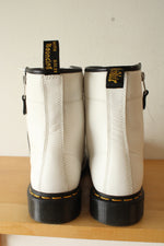 Dr. Marten's Women's Double Zip Leather Lace Up White Boots | Size 9