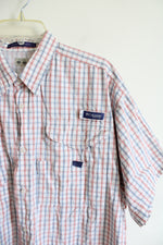 Columbia White Blue & Red Plaid Button Down Shirt | XL