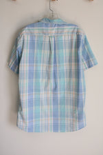 Izod Blue Plaid Button Down Shirt | L