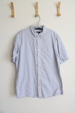 G.H. Bass Blue & White Striped Button Down Cotton Shirt | XL