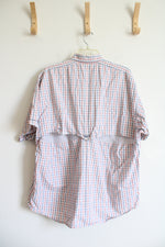 Columbia White Blue & Red Plaid Button Down Shirt | XL