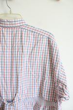 Columbia White Blue & Red Plaid Button Down Shirt | XL