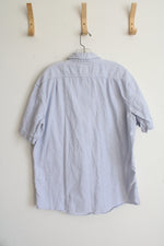 G.H. Bass Blue & White Striped Button Down Cotton Shirt | XL