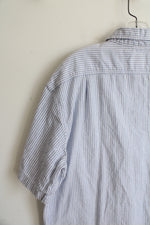 G.H. Bass Blue & White Striped Button Down Cotton Shirt | XL
