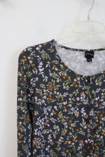 Art Class Gray Floral Button Down Long Sleeved Shirt | Youth XL (14/16)