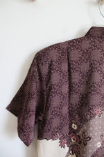 Batik Rhema Maroon Cream Gold Shimmer Button Down Shirt | XL