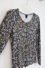 Art Class Gray Floral Button Down Long Sleeved Shirt | Youth XL (14/16)