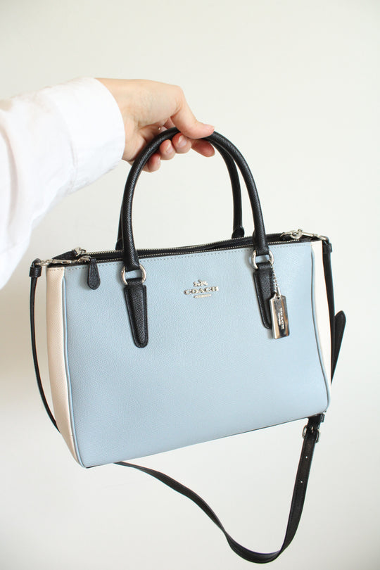 Coach Surrey Carryall Blue & Black Color Block Purse