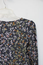 Art Class Gray Floral Button Down Long Sleeved Shirt | Youth XL (14/16)