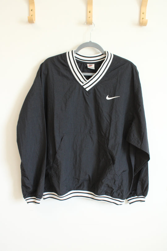 Nike Vintage Black Pullover Windbreaker Sweatshirt | M