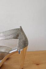 MICHAEL Michael Kors Berkley T-Strap Metallic Silver Heels | Size 9M