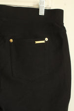 Michael Kors Black Knitted Stretch Pants with Gold Details | l