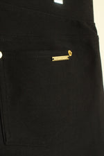 Michael Kors Black Knitted Stretch Pants with Gold Details | l