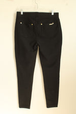 Michael Kors Black Knitted Stretch Pants with Gold Details | l