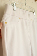 Michael Kors White Knit Stretch Pants with Gold Details | L